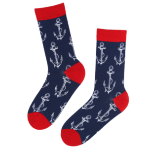 ROBI blue cotton socks with anchors for men